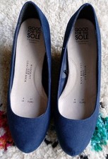 Ladies Good For The Sole Debenhams Blue Wedge Suede Shoes Size UK 4 Wider Fit
