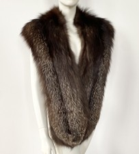 Plush Real SILVER FOX Fur Stole Wrap Scarf Full Pelt  66” Long Coat Collar