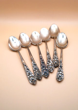 Antique Silver 800 Tea Coffee Spoons Set of 5 Germany 19th Century Decorated