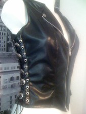 THE FEDERATION LEATHER LOOK WAISTCOAT ROCK CHIC BIKER STYLE 