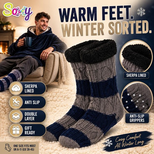 Mens chunky slipper socks - mens,