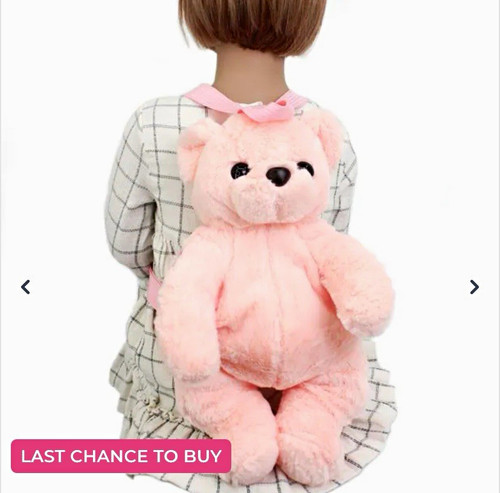 Pink plush teddy bear - pink,