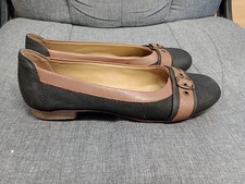 Hotter black & tan leather ballerina shoes size 6/39