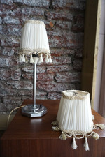 Vintage Decorative Boudoir Off White Chiffon Pair Of Clip On Lampshades.