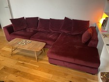 DFS Velvet Burgundy-Purple L-Shaped Corner Sofa (RRP 1800+)