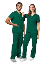 ADAR 701 - Unisex 2-Pocket Scrub Set Hospital Medical NHS - Hunter Green - 3XL