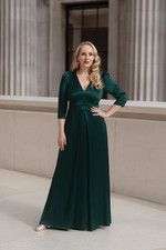 BNWT Bombshell by Katya Wildman emerald Satin full length gown size 12 RRP £499