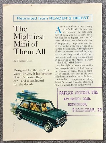 Mini car publicity leaflet - car,