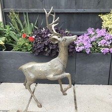 Large Vintage Oriental Style Brass Stag / Deer Figurine Home / Garden 90cm high