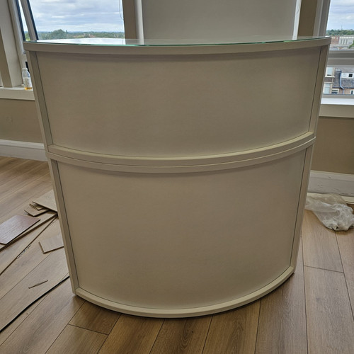 White curved reception counter - curved,