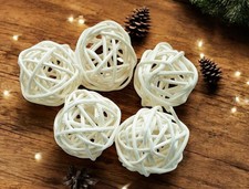 5 Pieces Rattan Wicker Balls White Color for Home Wedding