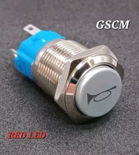 RED 16mm LED Light Horn Button