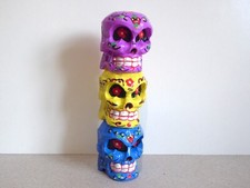 Wooden Hand Carved Sugar Skull