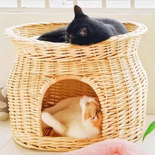Rattan willow wooden woven pet - wooden,