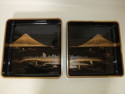 2pcs lacquerware maki - lacquerware, maki-e