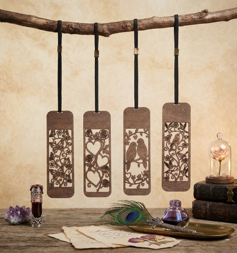 Wooden nature bookmarks set - wooden,