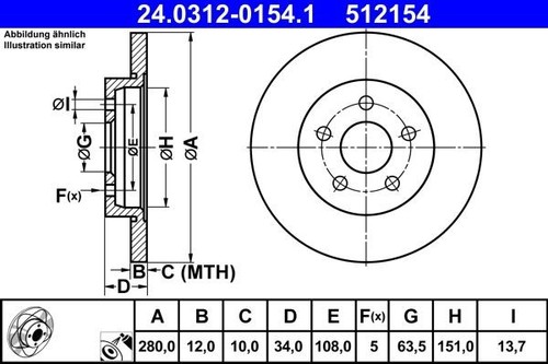 Brake disc ford mondeo - iii, 1.8
