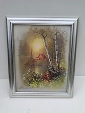 Vintage Andres Orpinas Print Silver Frame Autumn Fall Decor Cottage Rustic