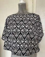 H&M Conscious Collection Geometric Cropped Blouse Top Size UK 10