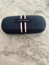 Tommy Hilfiger Navy Blue Glasses Hard Case And Cleaning Wipe Glass Stripe Used