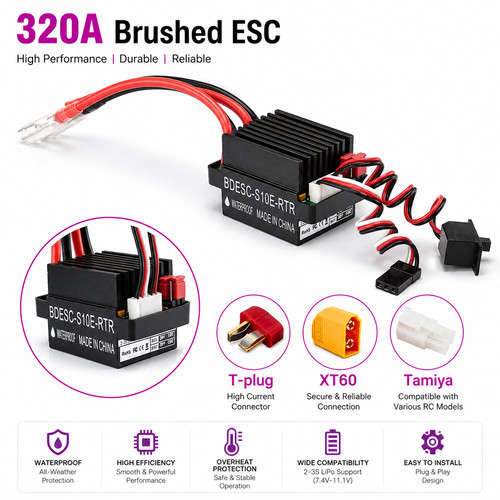 Waterproof brushed 320a esc - brushed,