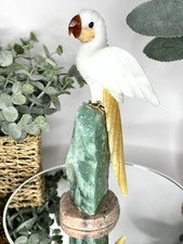 Hand-Carved White Quartz Macaw