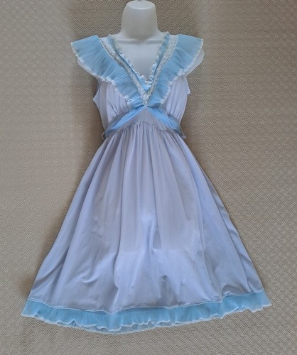 1960s blue nylon chiffon - 1960s,