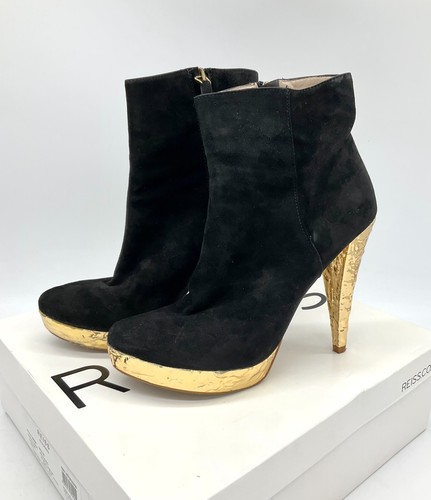 Reiss black suede heeled ankle