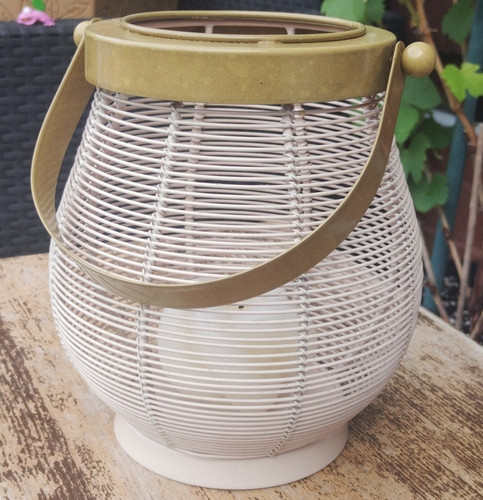 White gold painted metal tea - &,