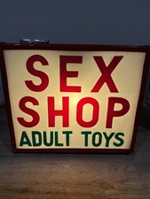 VINTAGE “SEX SHOP” LIGHT BOX ILLUMINATED 3D PERSPEX WALL SIGN 16”L MAN CAVE