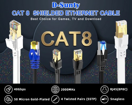 Flat cat8 shielded 2000mhz - flat,