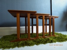 Stag nest of tables teak side tables vintage 1970s lamp side occasional tables