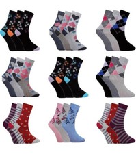 Ladies Diabetic Socks Non Elastic Cotton Rich Luxury  6 12 Pairs Size 4 to 8