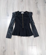 Nana Womens Faux Leather Jacket Size 12 Black Spiked Biker Punk