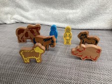 Set Of 7 Chunky Unbranded Wooden Farm Animals