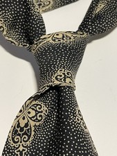 Vintage Giorgio Armani Silk Tie Made in Italy Black Cream Patterned 8cm Classic