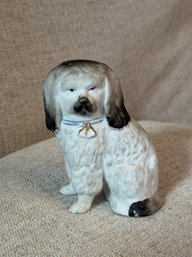 Antique german bisque dog - german, 4”