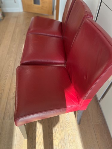 Red leather dining chairs - leather,