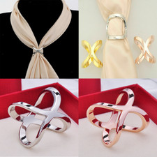 Fashion Scarf Ring Gifts Women Solid Buckle Brooch Clips for Silk Scarves