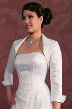 Satin White/Ivory Bridal Jackets 3/4 Sleeve Wedding Bolero/Wrap/Shrug Custom