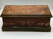 Old Painted/Gilded Pine Wood Box/Chest - Waxed Finish