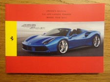 Ferrari 488 Spider Owners Handbook/Manual U.S and Canada Version 2017