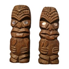 Tupapa  Brand Tiki Statue 4” Figure Totem Hawaiian Solid Wood Hand Carved 