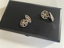 BEAUTIFUL VINTAGE FILIGREE SOLID STERLING SILVER CUFF LINKS - MALTESE CROSS 3.7g