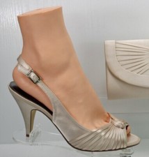 Pale Gold Satin Shoes Interwoven Detail With Swirl SHOES ONLY