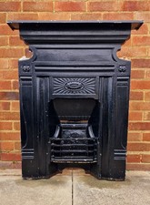 ❤️ Antique Reclaimed Victorian/Edwardian Cast Iron Ornate All-in-One Fireplace 