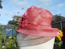 CC Salmon Pink Feathers Ascot Wedding Lovely hat BNWOT Made in UK 100% straw 