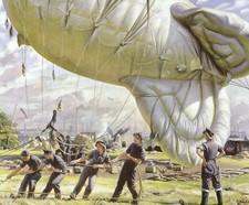 Barrage Balloon site Coventry, Laura Knight print in 10 x 12 inch mount SUPERB