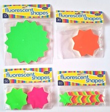 Neon Fluorescent Stars Retail Shop Labels Price Colour Displays 