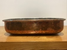 ANTIQUE LARGE GEORGIAN VICTORIAN COPPER COOKING ROASTING PAN TIN